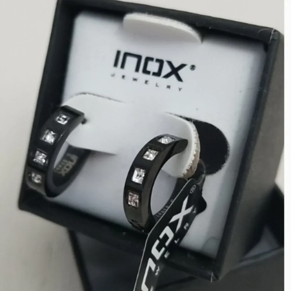 INOX Stainless Steel Unisex Mini Hoop Earrings - Picture 3 of 5